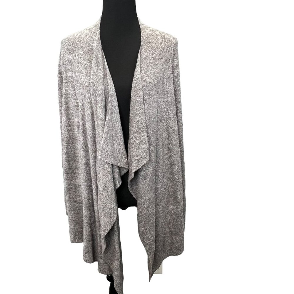 Barefoot Dreams Calypso Wrap Sweater S/M Gray Bamboo Chic Lite Open Long Draped